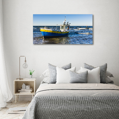 Foto obraz szkło hartowane Kuter na morzu
