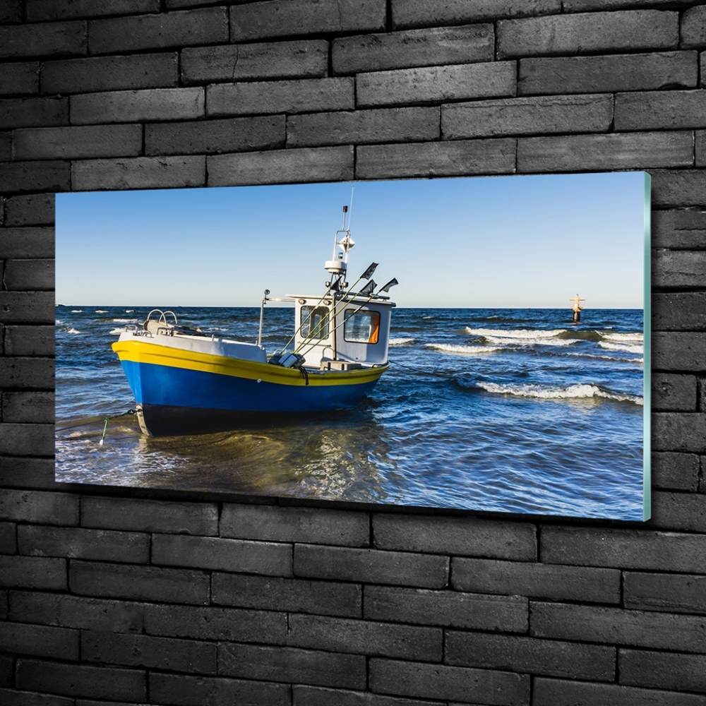Foto obraz szkło hartowane Kuter na morzu