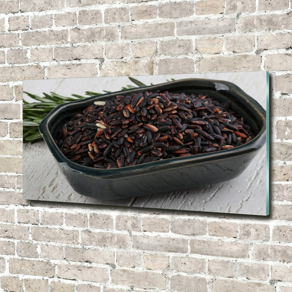 Foto obraz szklany Dziki ryż w misce