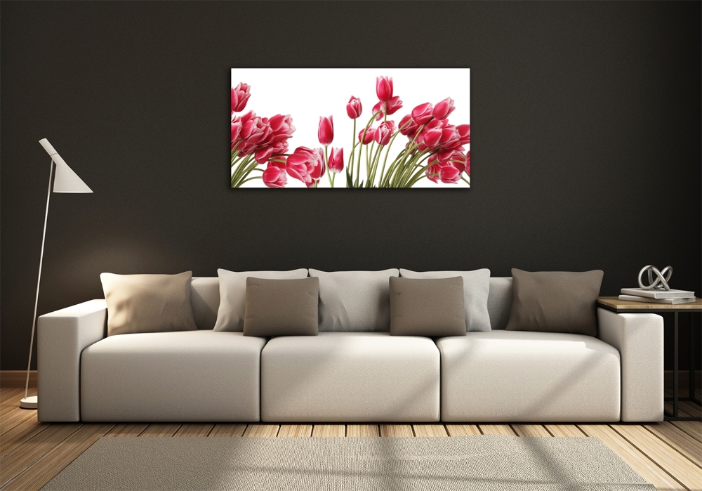 Foto obraz szklany Czerwone tulipany