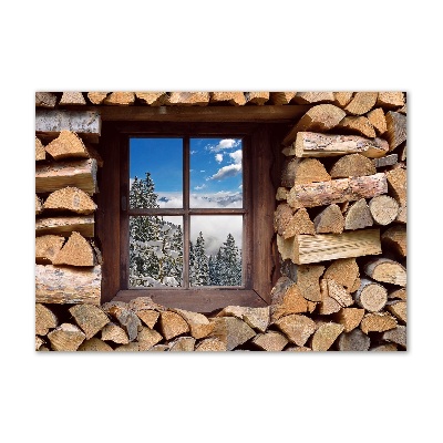 Foto obraz szkło hartowane Zima za oknem