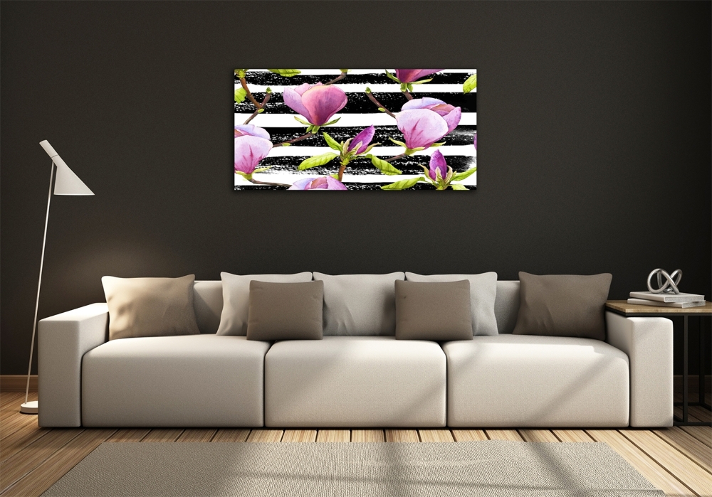 Foto obraz szkło hartowane Magnolia paski