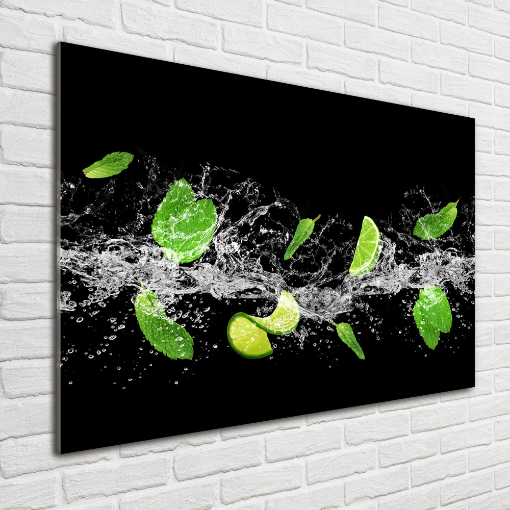 Fotoobraz na ścianę szklany Limonka z miętą