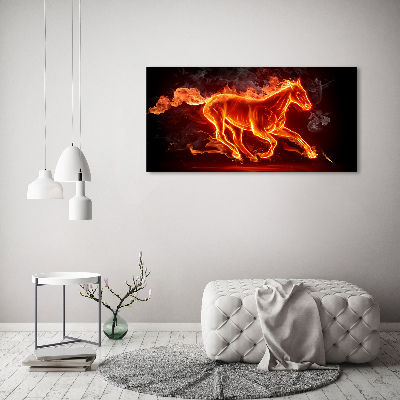 Foto-obraz szklany Koń w płomieniach