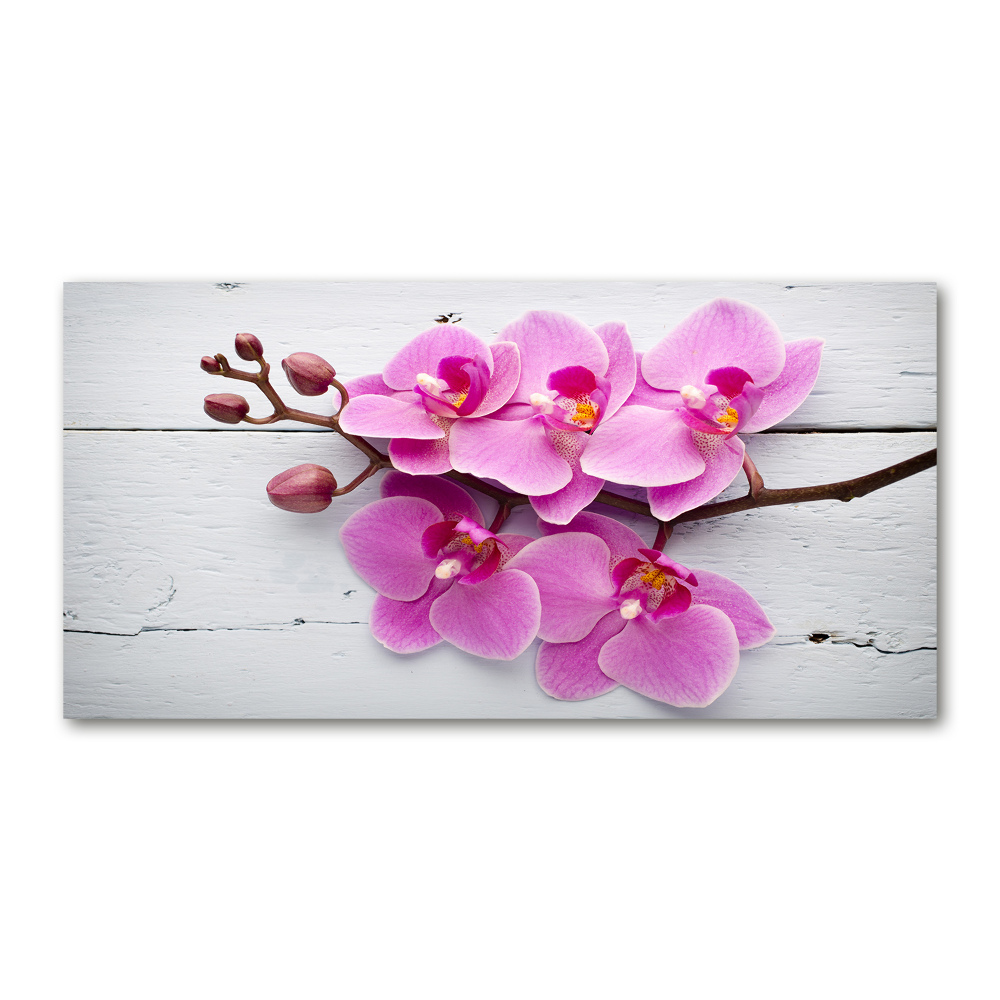 Foto obraz szklany Orchidea na drewnie