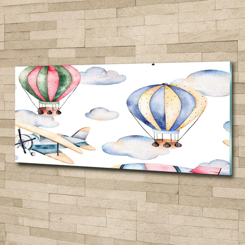 Foto obraz szklany Samoloty i balony