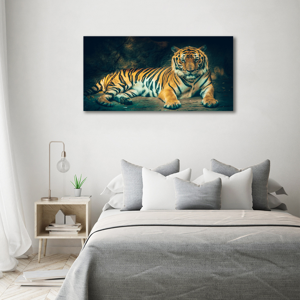 Foto-obraz szklany Tygrys w jaskini
