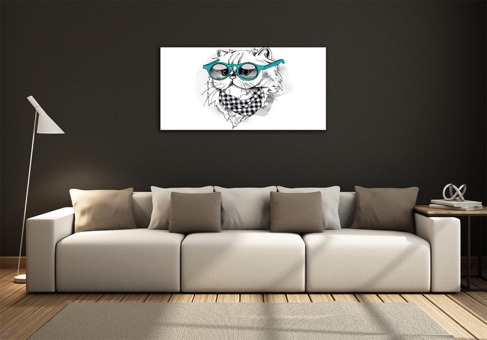 Fotoobraz na ścianę szklany Kot w okularach
