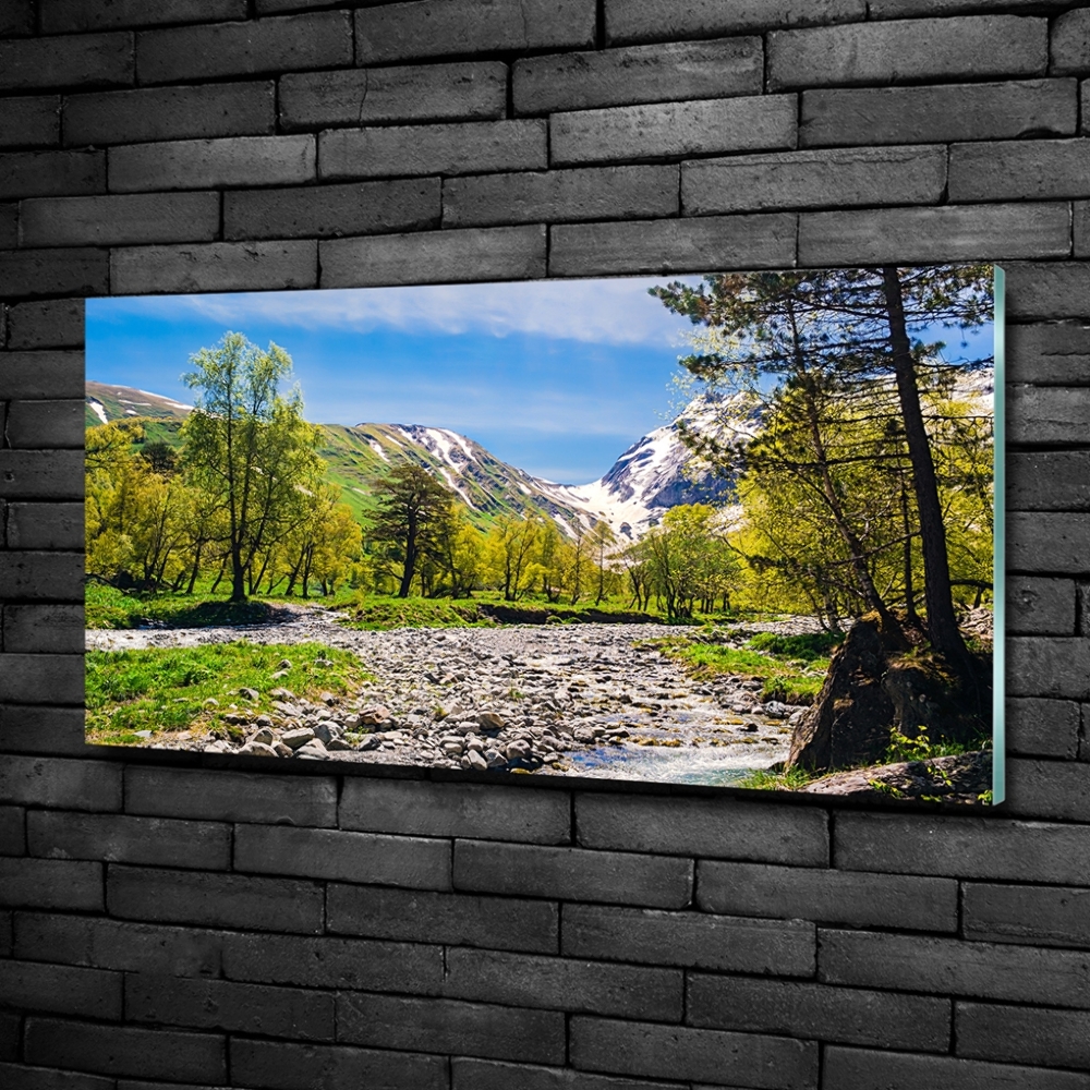Foto obraz szkło hartowane Rzeka w górach