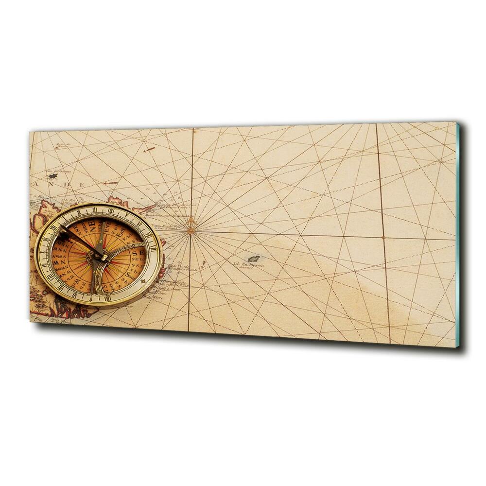 Fotoobraz na ścianę szklany Kompas na mapie