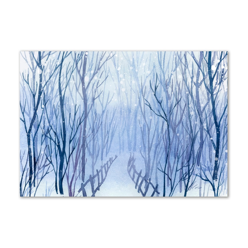 Foto obraz szkło hartowane Las zimą