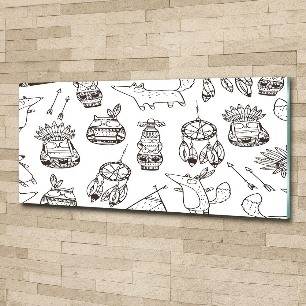Fotoobraz na ścianę szklany Indiańskie sowy