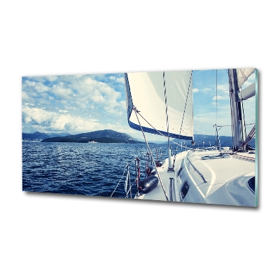 Foto obraz szklany Jacht na tle morza