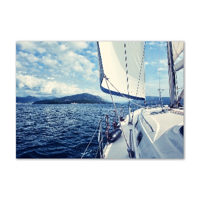 Foto obraz szklany Jacht na tle morza
