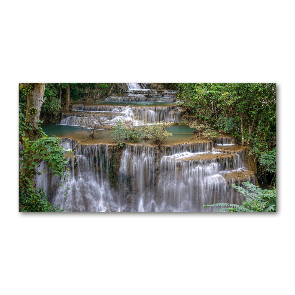 Foto obraz szklany Wodospad w lesie
