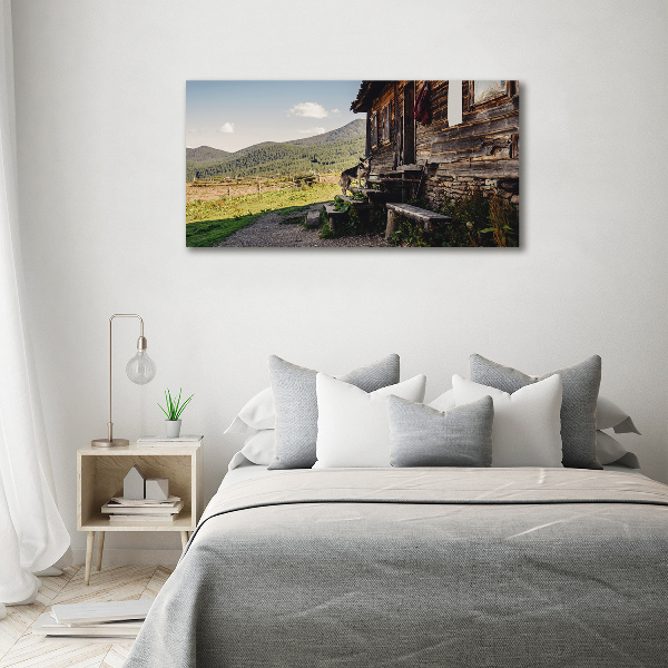 Foto obraz szklany Drewniany dom góry