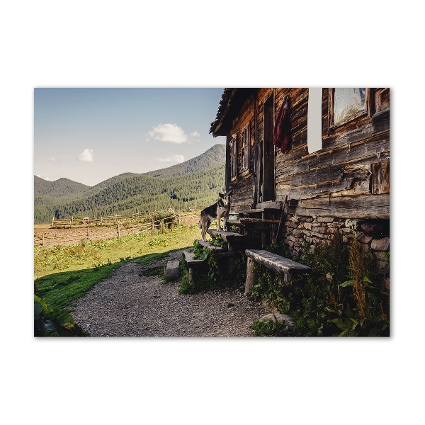 Foto obraz szklany Drewniany dom góry