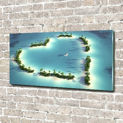 Foto obraz szklany Wyspy kształt serca