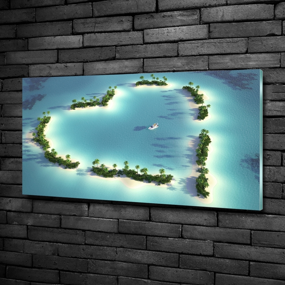 Foto obraz szklany Wyspy kształt serca