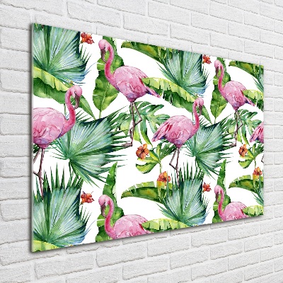 Foto-obraz szklany Flamingi rośliny