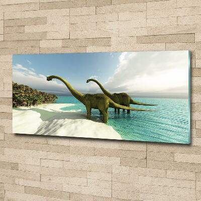 Foto-obraz szklany Dinozaury na plaży