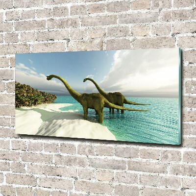 Foto-obraz szklany Dinozaury na plaży