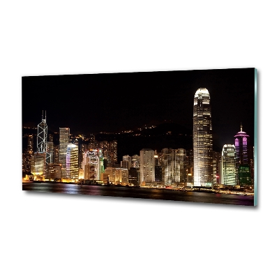 Foto obraz szkło hartowane Hongkong nocą