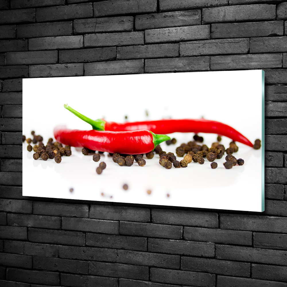 Fotoobraz na ścianę szklany Chilli i pieprz