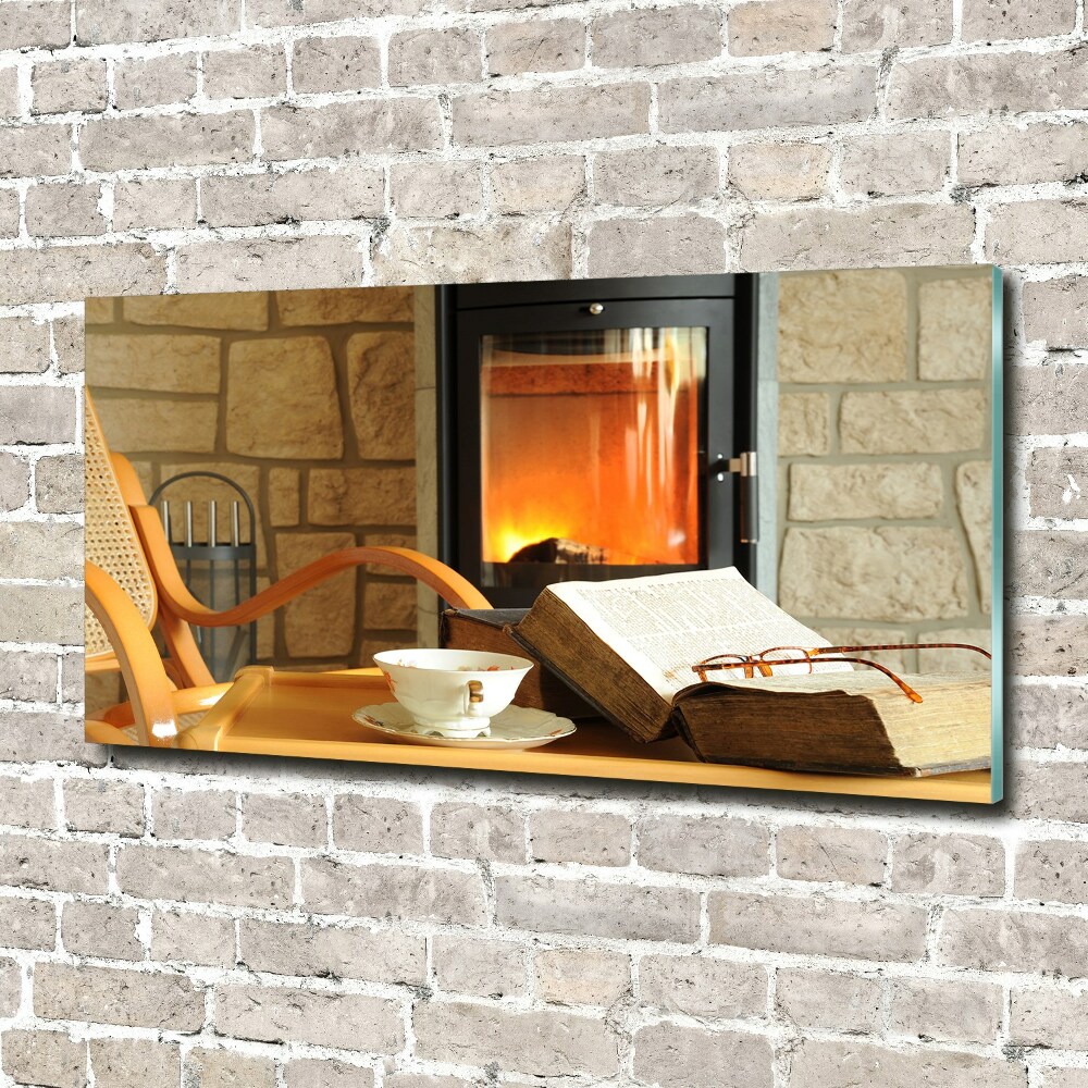 Fotoobraz na ścianę szkło hartowane Kominek