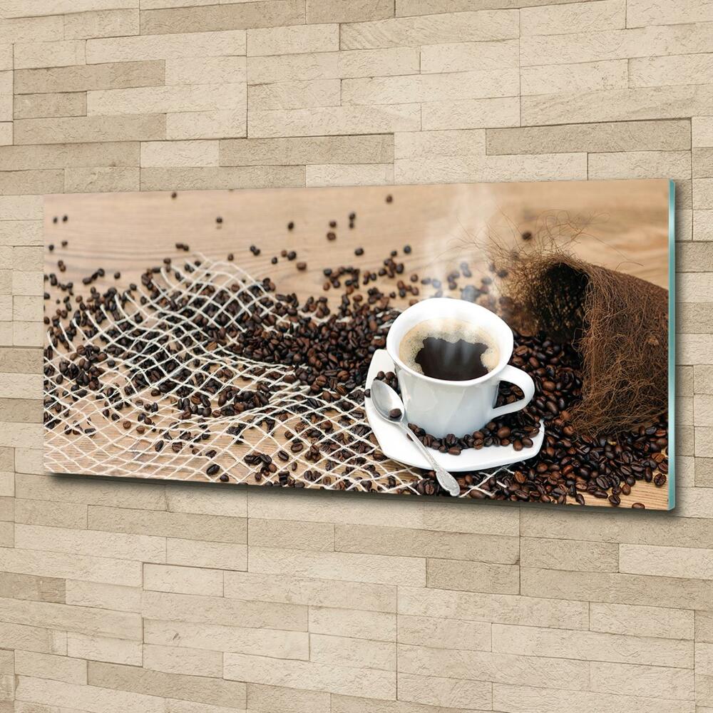 Foto obraz szklany Kawa i ziarna kawy