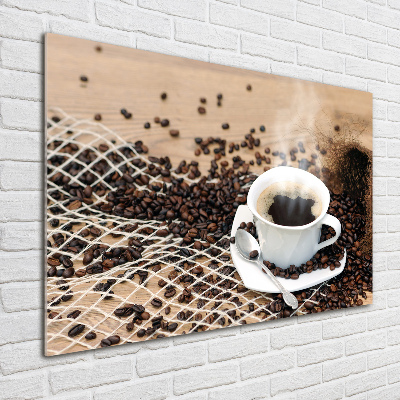 Foto obraz szklany Kawa i ziarna kawy