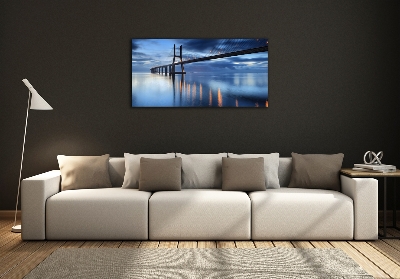 Fotoobraz na ścianę szklany Oświetlony most