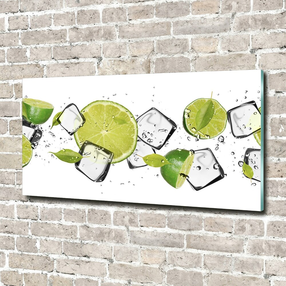 Fotoobraz na ścianę szklany Limonka z lodem