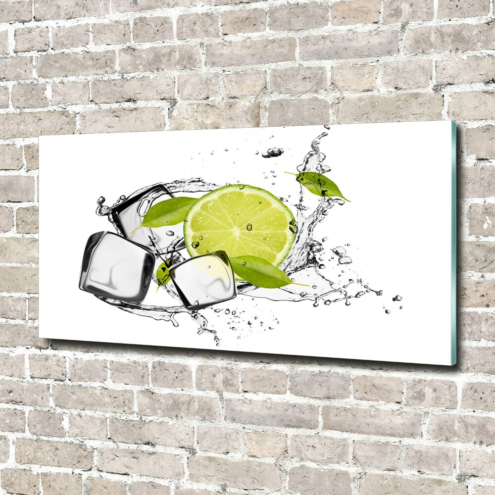 Fotoobraz na ścianę szklany Limonka z lodem