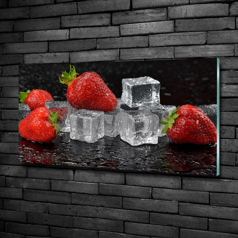 Foto-obraz szklany Truskawki z lodem