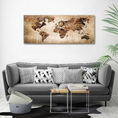 Foto obraz szklany Mapa świata drewno