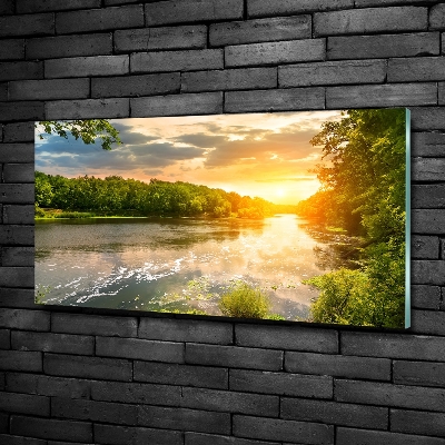 Foto obraz szklany Zmierzch nad rzeką