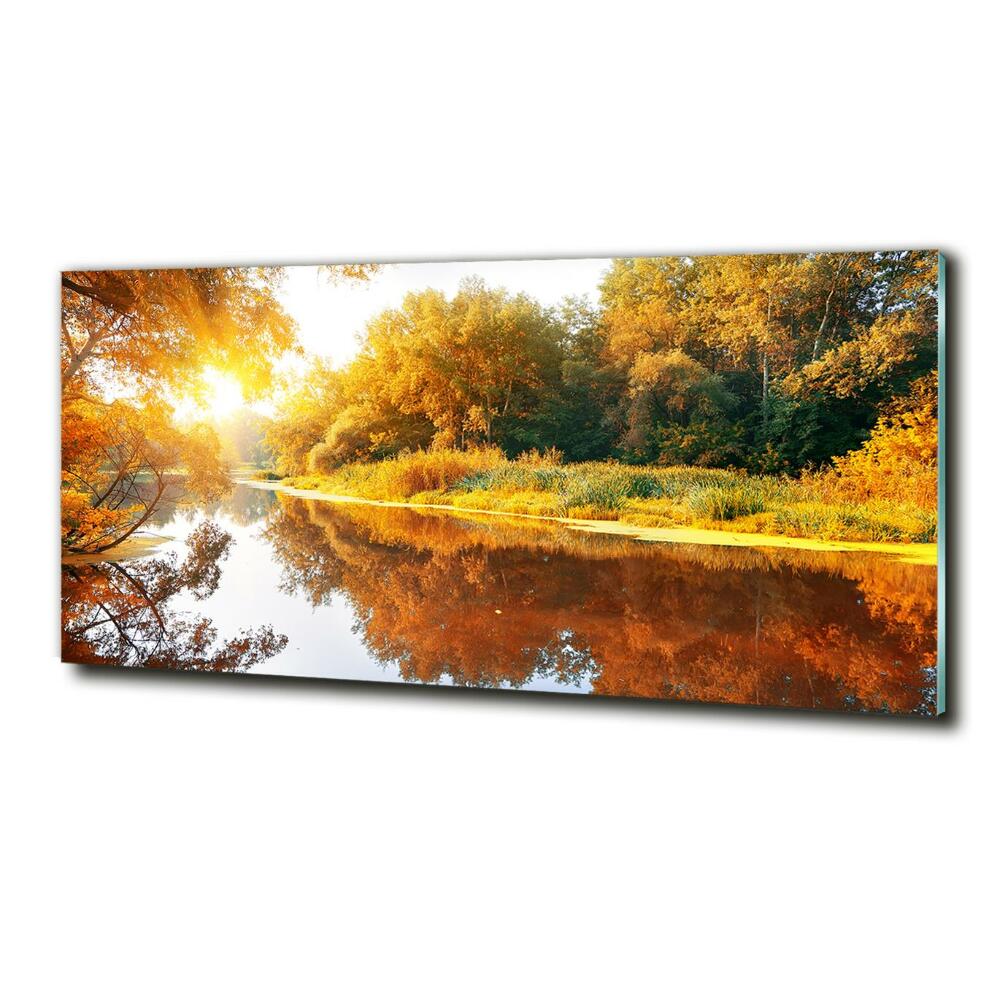Foto obraz szkło hartowane Rzeka jesienią