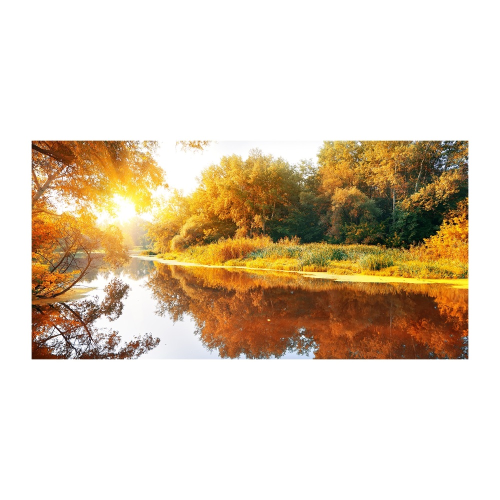 Foto obraz szkło hartowane Rzeka jesienią