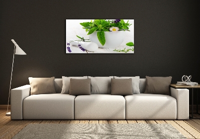 Foto-obraz szklany Moździerz i zioła