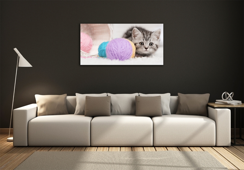 Foto-obraz szkło hartowane Kot z motkami