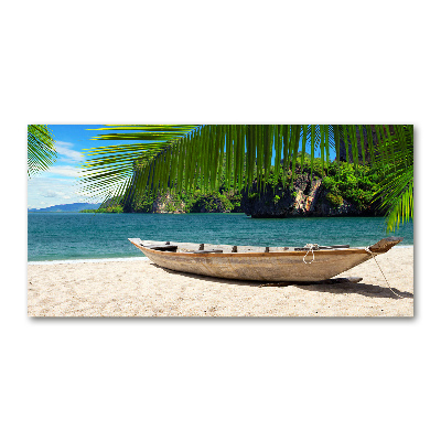 Foto obraz szkło hartowane Łódka na plaży