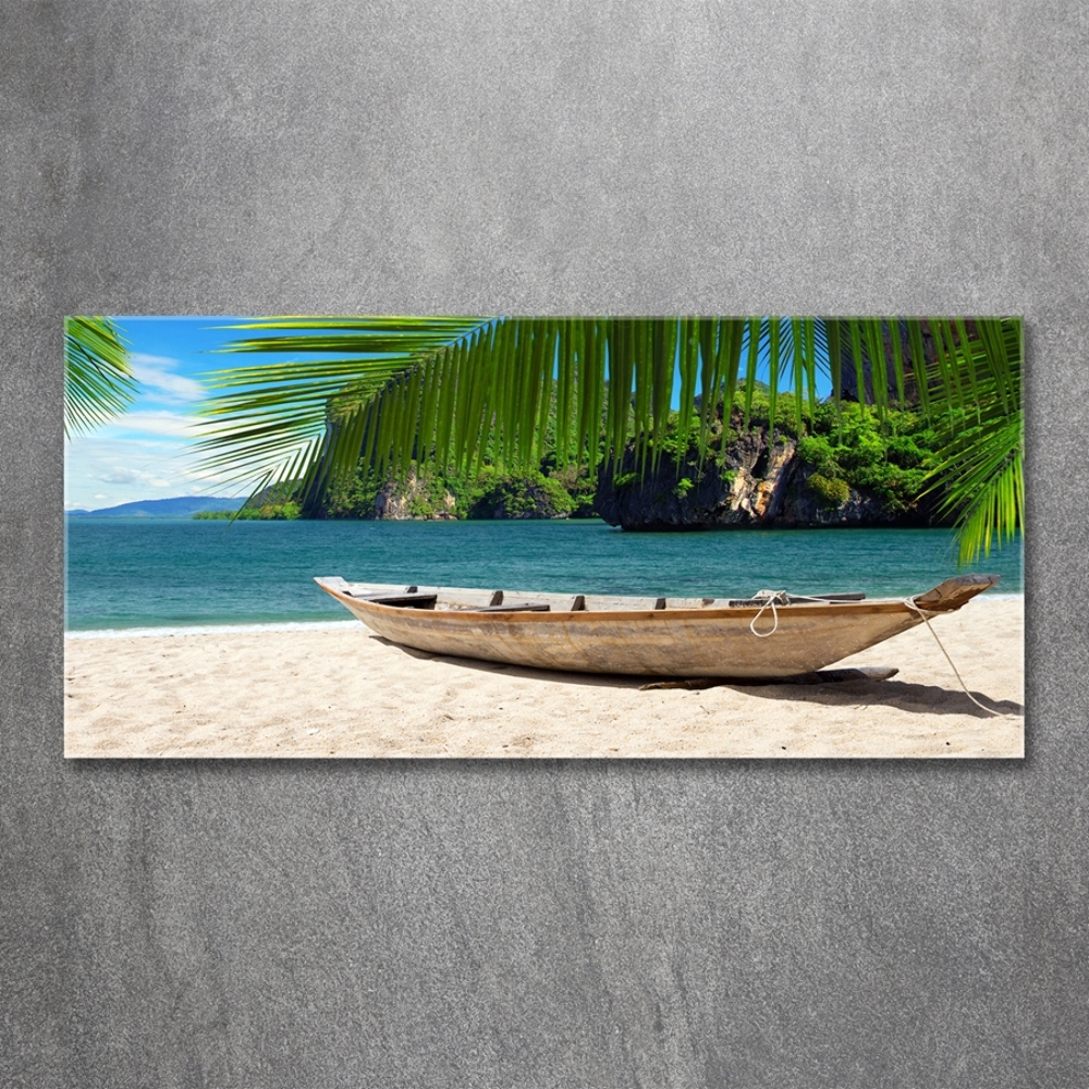 Foto obraz szkło hartowane Łódka na plaży