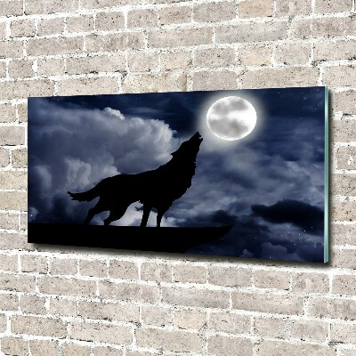 Foto-obraz szklany Wyjący wilk pełnia