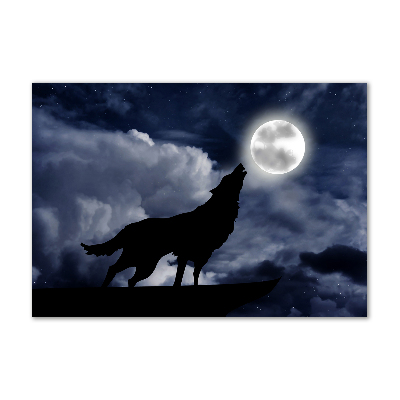 Foto-obraz szklany Wyjący wilk pełnia