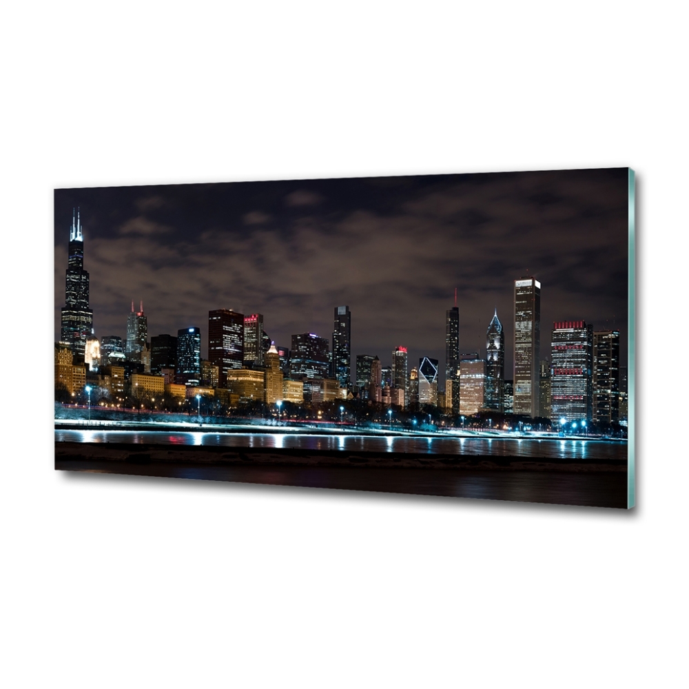Foto obraz szkło hartowane Chicago nocą