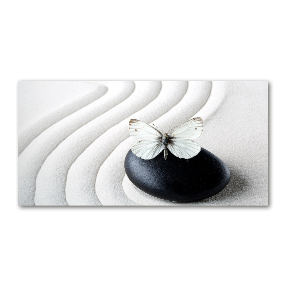 Foto-obraz szklany Kamień zen i motyl