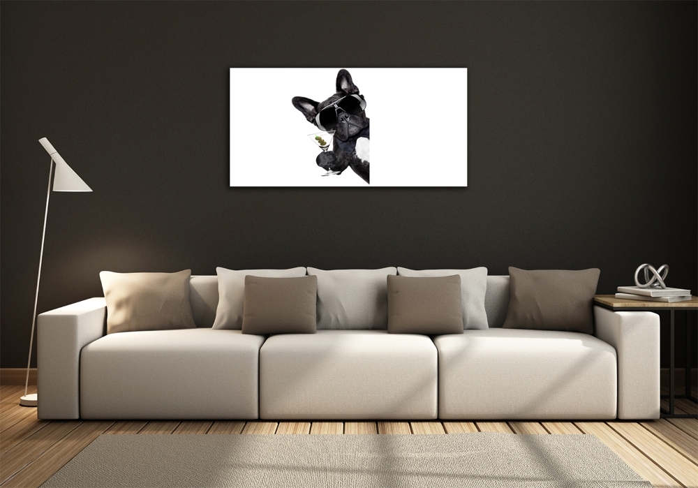 Foto-obraz szkło hartowane Pies z martini