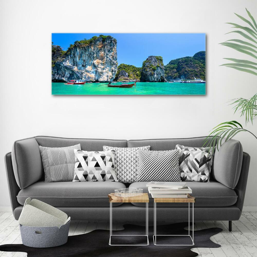 Fotoobraz na ścianę szklany Łódki Tajlandia