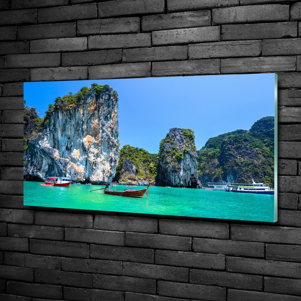 Fotoobraz na ścianę szklany Łódki Tajlandia